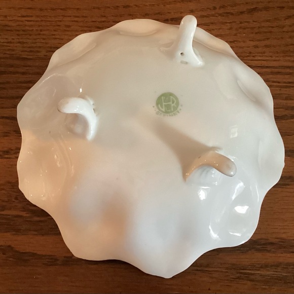 JHR Bavaria Germany Hand Painted White & Pink Rose, Berries Footed Dish 7” EUC - Picture 3 of 3